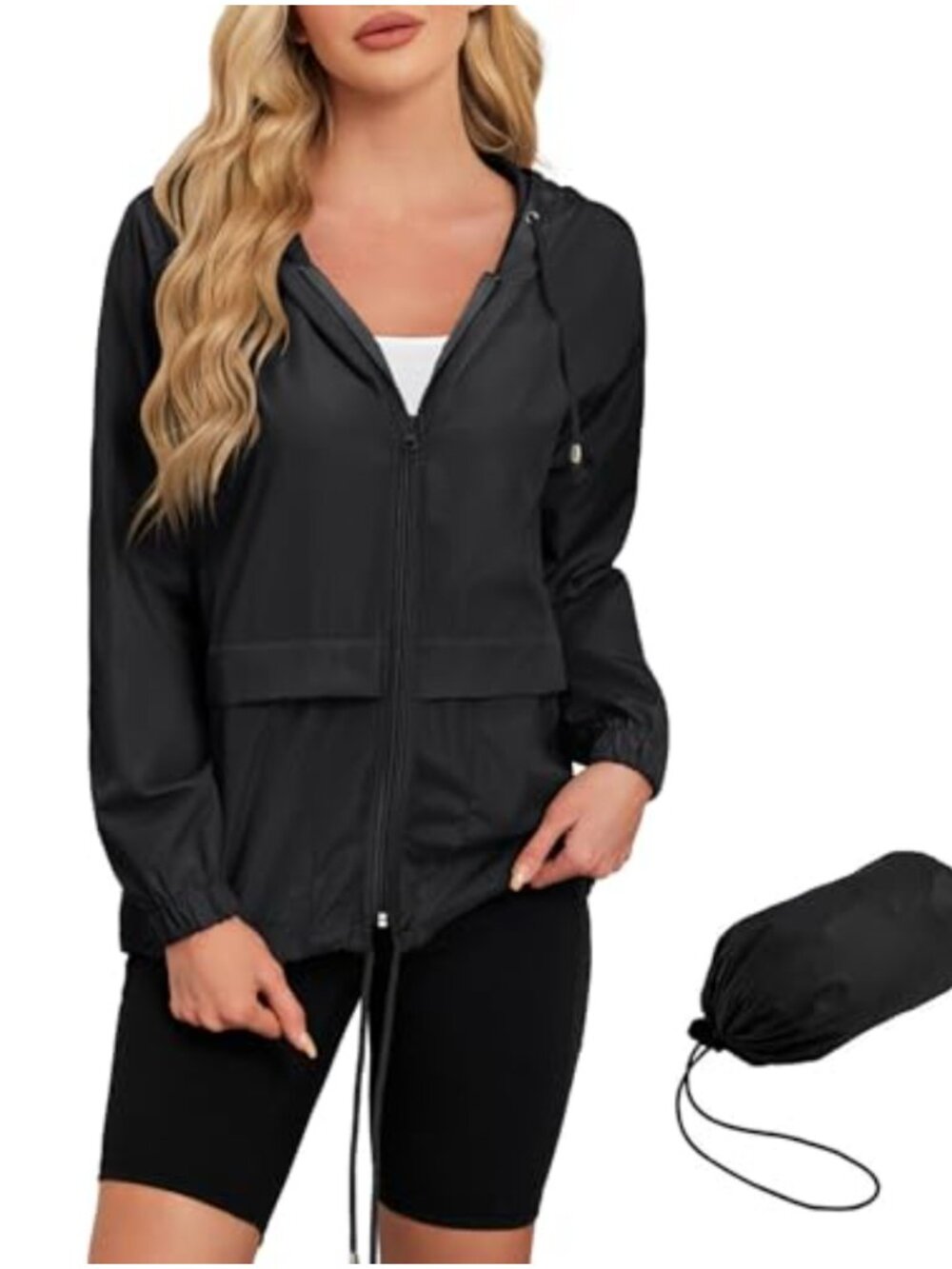 Women's Lightweight Packable Waterproof Hooded Rain Jacket Windbreaker